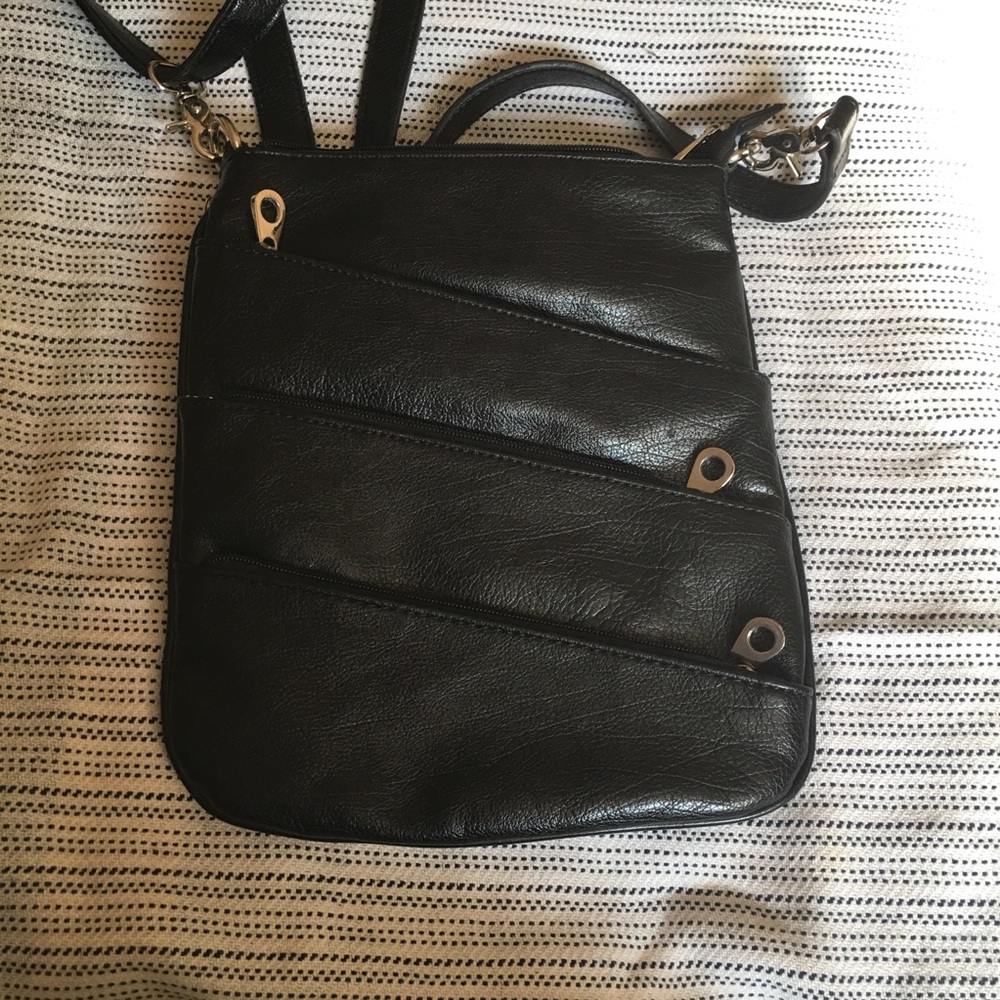 Colabs black crossbody multi zipper bag
